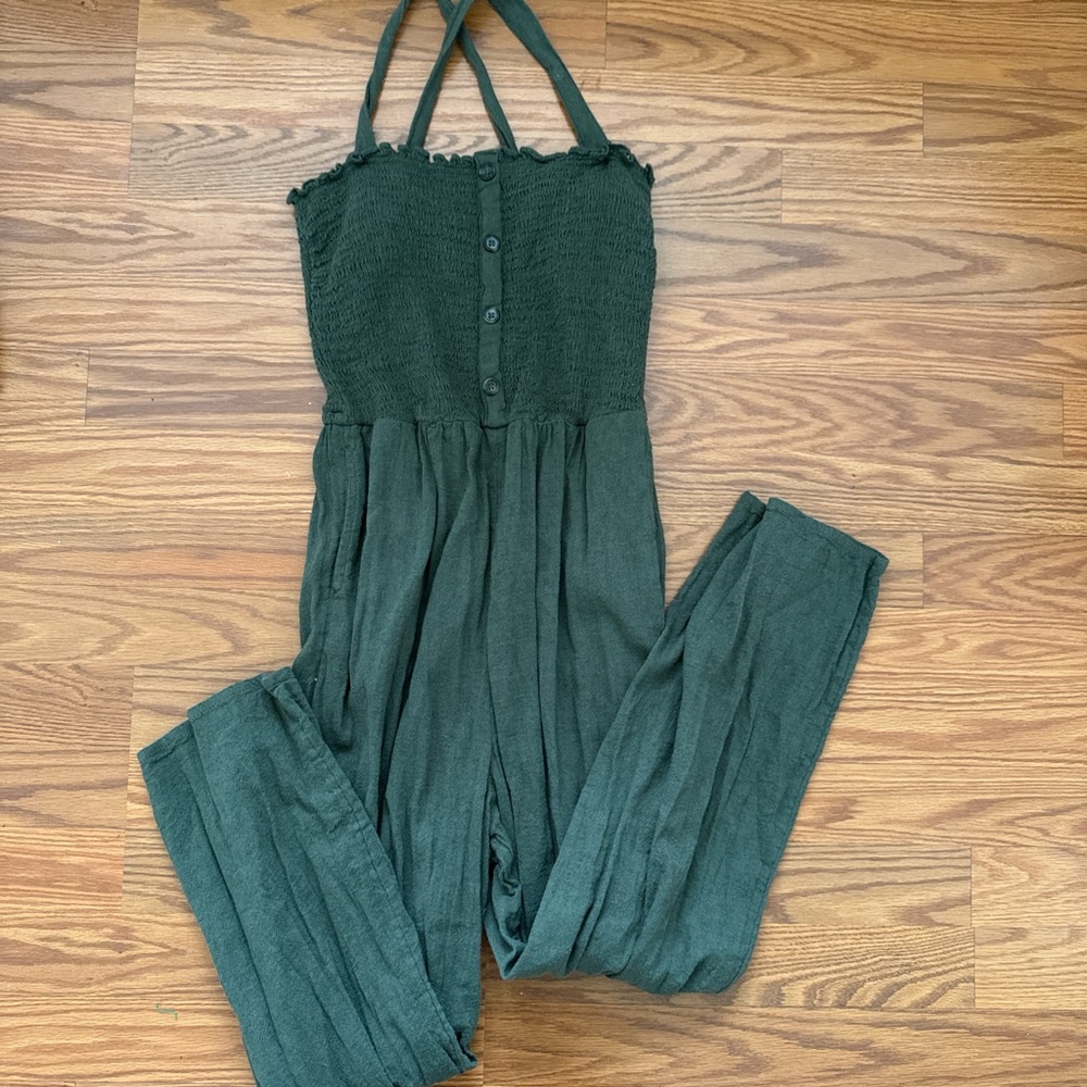 Hollister Women’s Green Sleeveless Jumpsuit